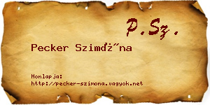 Pecker Szimóna névjegykártya